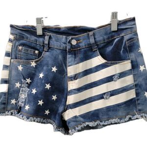 Davi & Dani American Flag SHORTS USA  denim  White  Blue 4th July women Size M